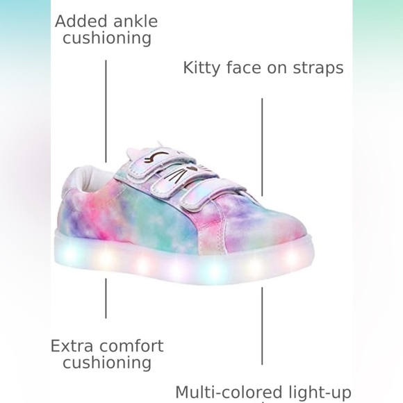 Fabkids Colorful Kids Light-Up velcro Sneakers Girls 3 - Picture 5 of 10